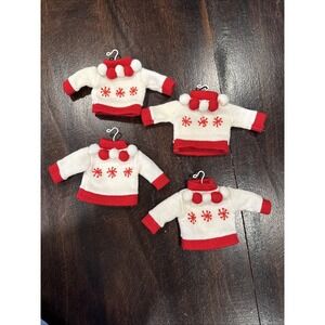 Lot of 4 vintage christmas sweater ornaments in hangers